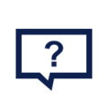 Sprechblasen-Icon mit Fragezeichen, symbolisiert Kommunikation und Fragen.