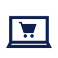 Einkaufswagen Symbol auf einem Laptop Bildschirm.